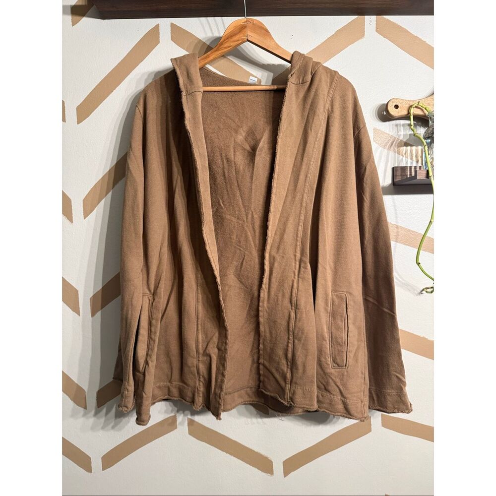 Standard James Perse Brown Open Front Hooded Cardigan Sweatshirt Size 3